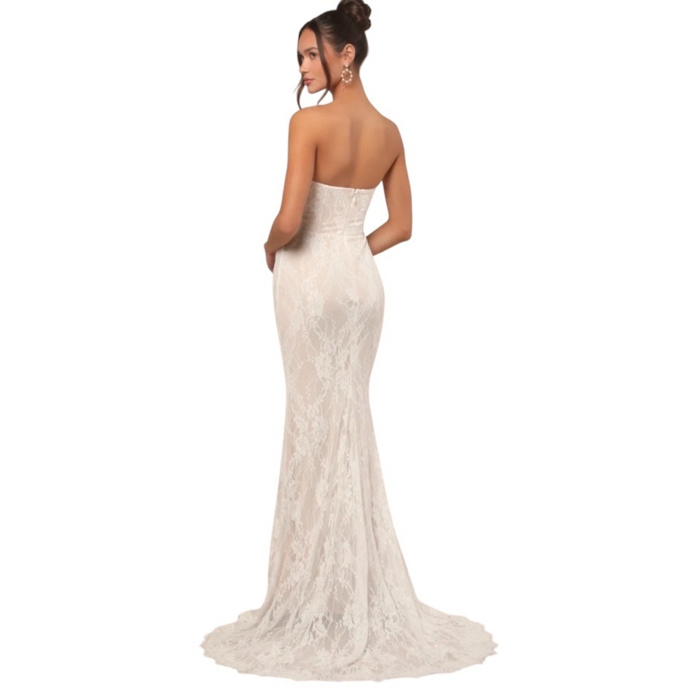 NWT Lulus Valeria White Lace Strapless Bustier Maxi Dress - Picture 4 of 13